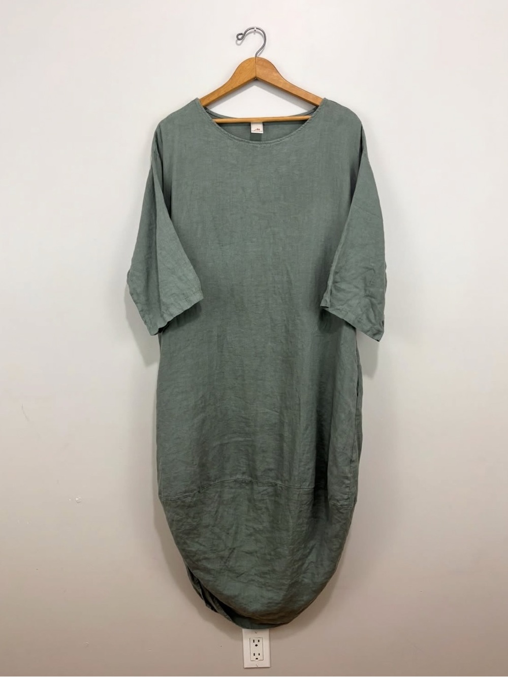 100% Linen Neutral Green Dress